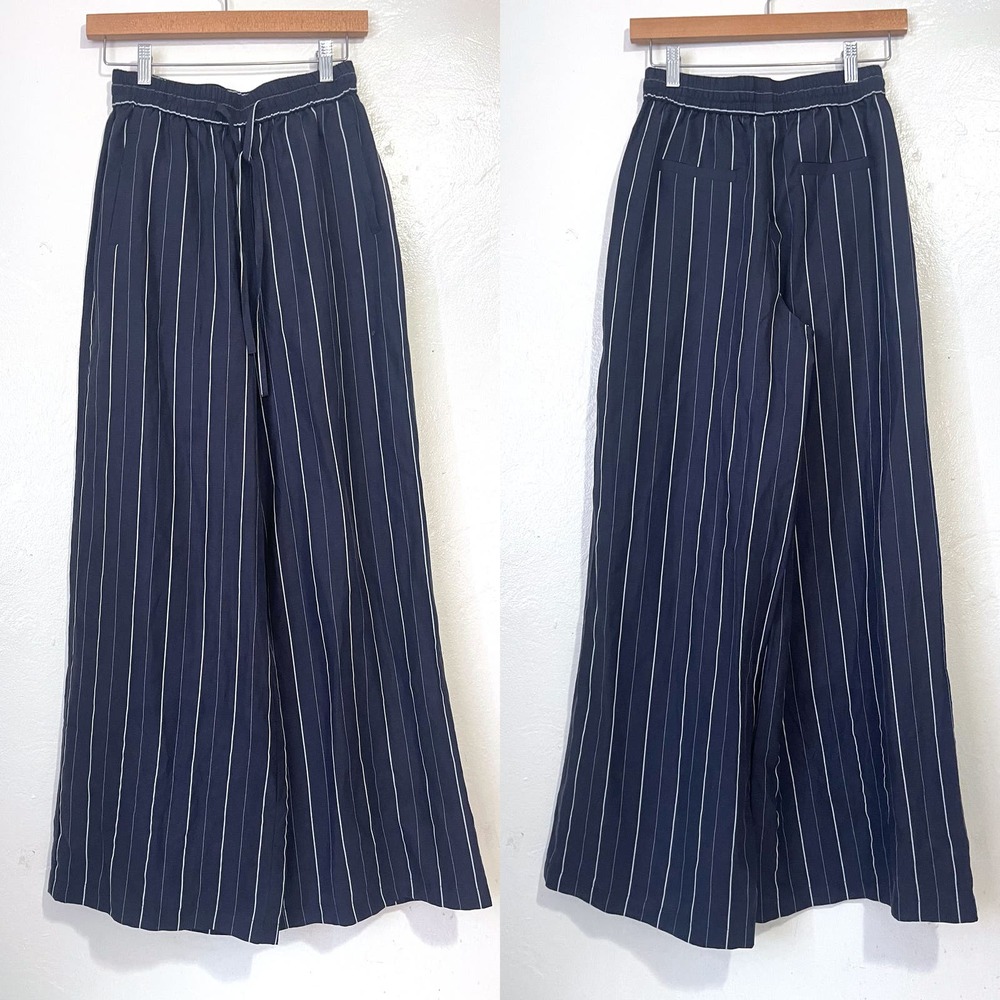 ALIGNE Pinstripe Lyocell Linen Wrap Front Shirt and Wide Leg Pants Sets Size 2 - Picture 9 of 15